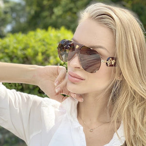 2022  Brand Design Women Men Sunglasses Oversized Frame Leather Sun Glasses Man Hip Hop High Quality Male Female 2150 UV400