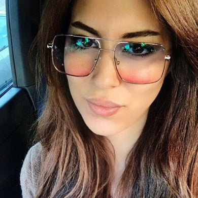 2023 Brand Designer Metal Men Oversized Sunglasses  Square Sunglasses Women Mirror Lens Oculos De Sol