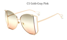 Carica l&#39;immagine nel visualizzatore di Gallery, 2022  Brand Pearls Half Round Sunglasses Women  Big Frame Gradient Sun Glasses Female Oculos Unisex Eyewear