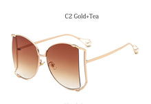 Carica l&#39;immagine nel visualizzatore di Gallery, 2022  Brand Pearls Half Round Sunglasses Women  Big Frame Gradient Sun Glasses Female Oculos Unisex Eyewear