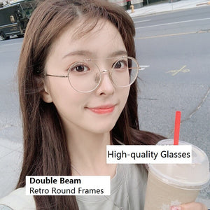 2023 Brand Tom Brown Glasses Frame Women Double Beam Retro Round Frames Titanium TBX912 Sunglasses Prescription Optics Lens