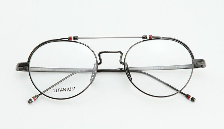 2023 Brand Tom Brown Glasses Frame Women Double Beam Retro Round Frames Titanium TBX912 Sunglasses Prescription Optics Lens