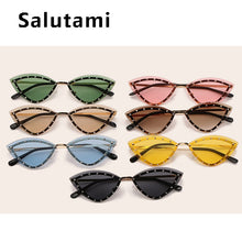 Carica l'immagine nel visualizzatore di Gallery, 2023 Brand Triangle Cat Eye Sunglasses Alloy Rimless Crystal Shiny Sun Glasses Female Unique Elegant Green Rhinestone Shades