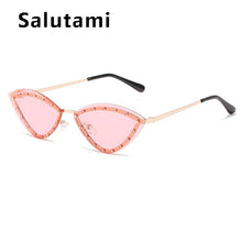 Carica l'immagine nel visualizzatore di Gallery, 2023 Brand Triangle Cat Eye Sunglasses Alloy Rimless Crystal Shiny Sun Glasses Female Unique Elegant Green Rhinestone Shades