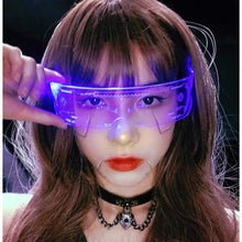 Carica l'immagine nel visualizzatore di Gallery, 2023  Cyberpunk Futuristic Technology Sense Glasses Sci-fi Led Bungee Ins Male Net Red Female Bar Glowing Sunglasses