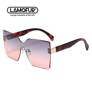 2022  European And American Big Frame Conjoined  Sunglasses Ladies Frameless Trimming Ocean Color Trend Sunglass 8236