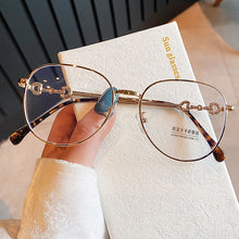 Load image into Gallery viewer, 2022 New Fashion Brand Clear Lens Round Anti-blue Light Eyeglasses For Women Tetro Elegant Computer Myopia Glasses Gold Leopard