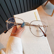 Load image into Gallery viewer, 2022 New Fashion Brand Clear Lens Round Anti-blue Light Eyeglasses For Women Tetro Elegant Computer Myopia Glasses Gold Leopard