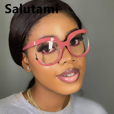 2022   Brand Square Anti-blue Light Eyeglasses For Women Vintage Black Pink Glasses Frame Female Computer Eyewear