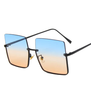 2022 New Fashion Lady Oversize Half Frame Metal Square Sunglasses Women Luxury Eyewear oculos de sol feminino Sun Glasses UV400