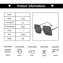 Load image into Gallery viewer, 2022 New Fashion Lady Oversize Half Frame Metal Square Sunglasses Women Luxury Eyewear oculos de sol feminino Sun Glasses UV400