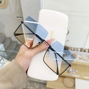 2022 New Fashion Lady Oversize Half Frame Metal Square Sunglasses Women Luxury Eyewear oculos de sol feminino Sun Glasses UV400