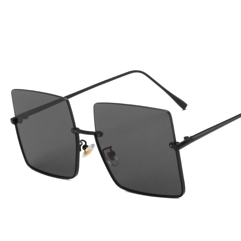 2022 New Fashion Lady Oversize Half Frame Metal Square Sunglasses Women Luxury Eyewear oculos de sol feminino Sun Glasses UV400