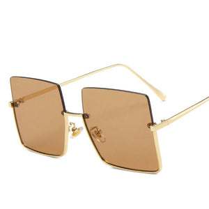 2022 New Fashion Lady Oversize Half Frame Metal Square Sunglasses Women Luxury Eyewear oculos de sol feminino Sun Glasses UV400