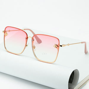 2023 Lady Oversize Rimless Square Bee Sunglasses Women Men Small Bee Glasses Gradient Sun Glasses Female UV400