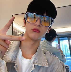 2023   Large Frame Letters Sunglasses Brand Designer Square Sun Glasses Shades Female UV400 Sunglasses Women Men