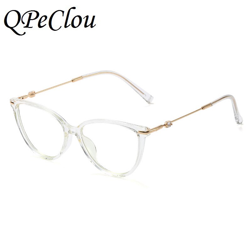 2022    Diamond Anti-blue Glasses Frame Women Designer Optical Computer Transparent Eyeglasses Female Spectacles