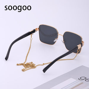 2023  Punk Sunglasses Men And Women Chain Personality Big Frame Sun Glasses Солнцезащитные Очки Güneş gözlüğü