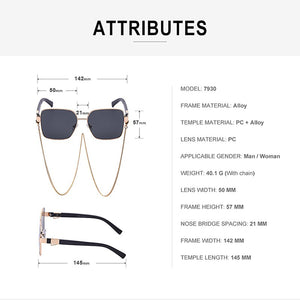2023  Punk Sunglasses Men And Women Chain Personality Big Frame Sun Glasses Солнцезащитные Очки Güneş gözlüğü