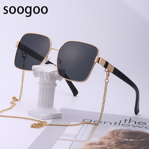 2023  Punk Sunglasses Men And Women Chain Personality Big Frame Sun Glasses Солнцезащитные Очки Güneş gözlüğü