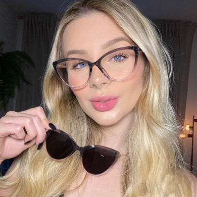 2023 Magnetic Clip on Polarized Sunglasses Women Transparent Anti Blue Light Glasses Frame Women's Eyeglasses Drivin
