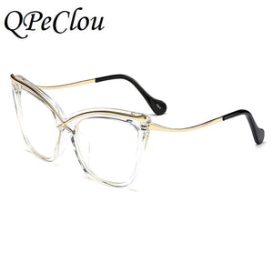 2022 New Fashion Oversized Cat Eye Glasses Frame Women Brand Optical Anti-blue Eyeglasses Female Oculos Feminino Spectacles