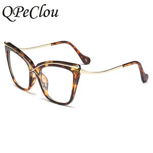 2022 New Fashion Oversized Cat Eye Glasses Frame Women Brand Optical Anti-blue Eyeglasses Female Oculos Feminino Spectacles