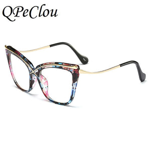 2022 New Fashion Oversized Cat Eye Glasses Frame Women Brand Optical Anti-blue Eyeglasses Female Oculos Feminino Spectacles