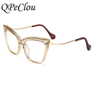 2022 New Fashion Oversized Cat Eye Glasses Frame Women Brand Optical Anti-blue Eyeglasses Female Oculos Feminino Spectacles