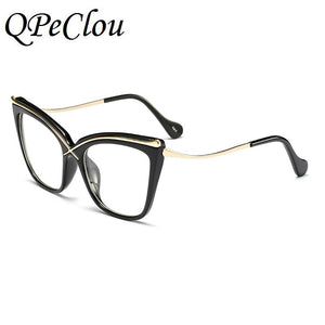 2022 New Fashion Oversized Cat Eye Glasses Frame Women Brand Optical Anti-blue Eyeglasses Female Oculos Feminino Spectacles