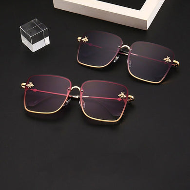 2023 Oversized Rimless Square Photochromic Sunglasses  Women Men Bee Glasses Gradient Sun Glasses Female UV400