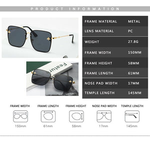 2023 Oversized Rimless Square Photochromic Sunglasses  Women Men Bee Glasses Gradient Sun Glasses Female UV400