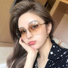 Load image into Gallery viewer, 2023 Rimless Pilot Sunglasses Women Brand Designer Retro Cutting Lens Gradient Vintage Sun Glasses Female UV400