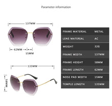 Load image into Gallery viewer, 2023 Rimless Pilot Sunglasses Women Brand Designer Retro Cutting Lens Gradient Vintage Sun Glasses Female UV400