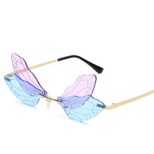 Load image into Gallery viewer, 2023 Rimless Sunglasses Women Vintage Dragonfly Women Men Frameless Gradient Clear Lens Sun Glasses Steampunk Wing