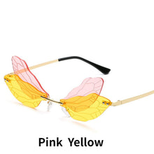 Load image into Gallery viewer, 2023 Rimless Sunglasses Women Vintage Dragonfly Women Men Frameless Gradient Clear Lens Sun Glasses Steampunk Wing