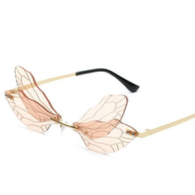 Load image into Gallery viewer, 2023 Rimless Sunglasses Women Vintage Dragonfly Women Men Frameless Gradient Clear Lens Sun Glasses Steampunk Wing
