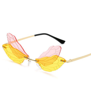 2023 Rimless Sunglasses Women Vintage Dragonfly Women Men Frameless Gradient Clear Lens Sun Glasses Steampunk Wing