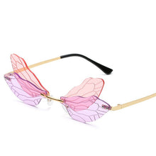 Load image into Gallery viewer, 2023 Rimless Sunglasses Women Vintage Dragonfly Women Men Frameless Gradient Clear Lens Sun Glasses Steampunk Wing