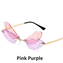 Load image into Gallery viewer, 2023 Rimless Sunglasses Women Vintage Dragonfly Women Men Frameless Gradient Clear Lens Sun Glasses Steampunk Wing