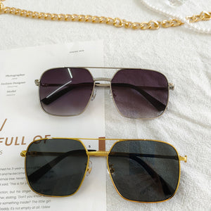 2023 Square Big Frame Men's Sunglasses Metal Vintage  Women Sun glasses Retro Double Bridge Eyewear Men