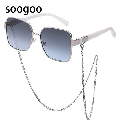 2023 Square Sunglasses Ladies  Brand Chain Personality Big Frame Sun Glasses Men Retro Eyeglasses UV 400