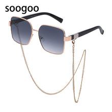 Load image into Gallery viewer, 2023 Square Sunglasses Ladies  Brand Chain Personality Big Frame Sun Glasses Men Retro Eyeglasses UV 400