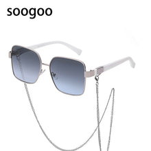 Load image into Gallery viewer, 2023 Square Sunglasses Ladies  Brand Chain Personality Big Frame Sun Glasses Men Retro Eyeglasses UV 400