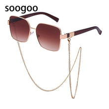 Load image into Gallery viewer, 2023 Square Sunglasses Ladies  Brand Chain Personality Big Frame Sun Glasses Men Retro Eyeglasses UV 400