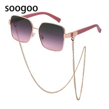 Load image into Gallery viewer, 2023 Square Sunglasses Ladies  Brand Chain Personality Big Frame Sun Glasses Men Retro Eyeglasses UV 400