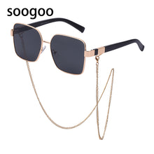 Load image into Gallery viewer, 2023 Square Sunglasses Ladies  Brand Chain Personality Big Frame Sun Glasses Men Retro Eyeglasses UV 400