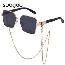 Load image into Gallery viewer, 2023 Square Sunglasses Ladies  Brand Chain Personality Big Frame Sun Glasses Men Retro Eyeglasses UV 400