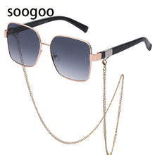 Load image into Gallery viewer, 2023 Square Sunglasses Ladies  Brand Chain Personality Big Frame Sun Glasses Men Retro Eyeglasses UV 400