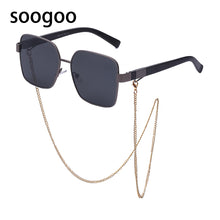 Load image into Gallery viewer, 2023 Square Sunglasses Ladies  Brand Chain Personality Big Frame Sun Glasses Men Retro Eyeglasses UV 400